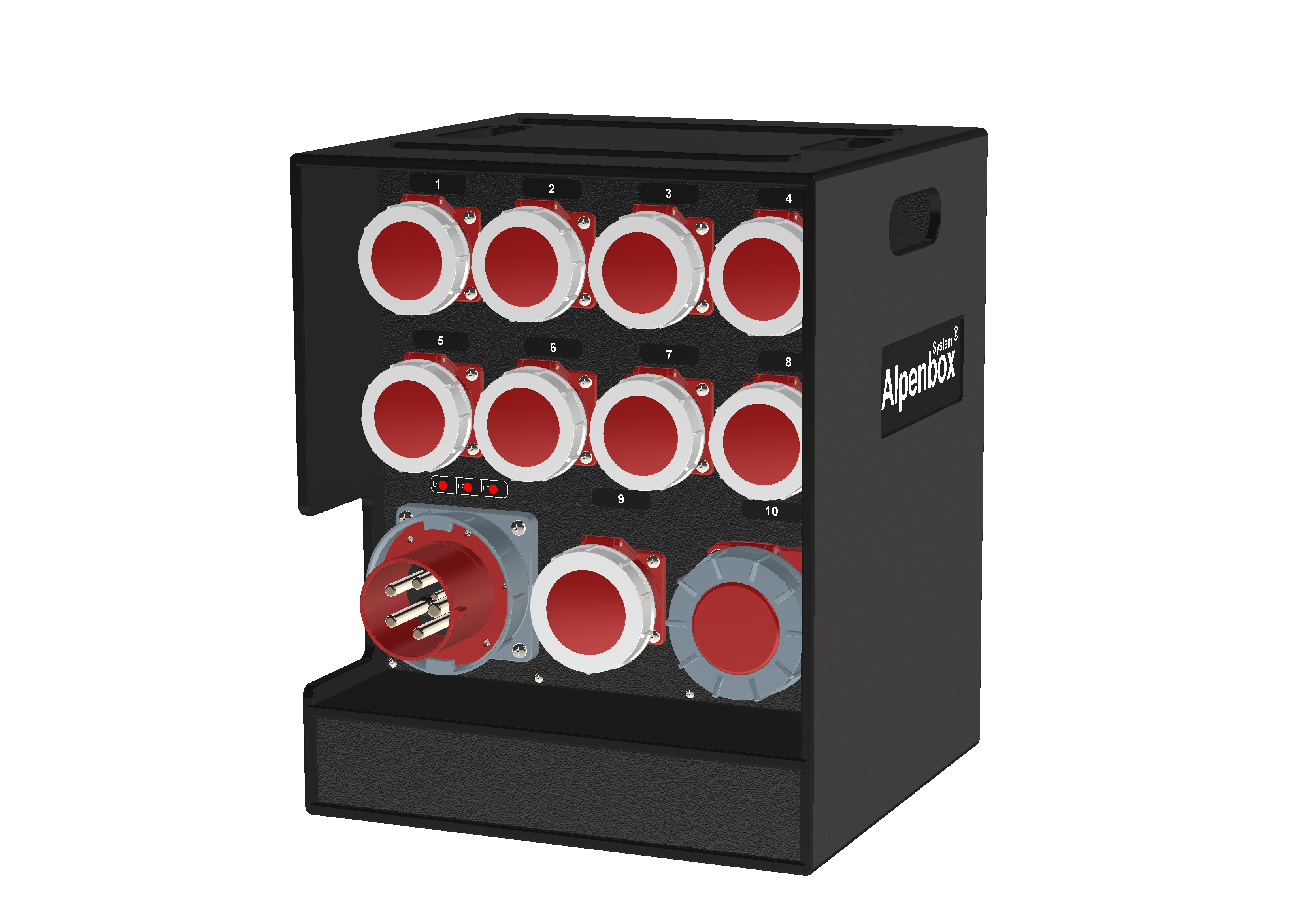 Распределительное устройство AlpenBox 125А/5p: 63A/5p-1, 32A/5p-1, 16A/5p-8